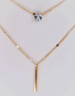 Waterproof gold chain necklace featuring vertical bar