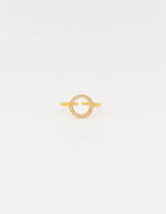 Adjustable open band circle ring in silver and gold