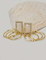 stylish gold dangling earrings with pearl accents and cubic zirconia frame, perfect clean girl jewelry 2025 Canada