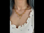 Statement chain necklace with bold gold links and pendant video