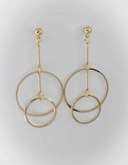 Sleek gold double hoop earrings crafted for comfort and a modern style touch.