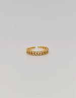 gold adjustable promise ring with sparkling pavé crystals
