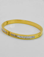Elegant mother of pearl stone bracelet in gold finish