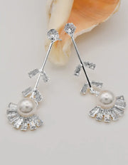 silver pearl drop earrings with crystal fan detailing, hypoallergenic earrings canada, gift for her jewellery online