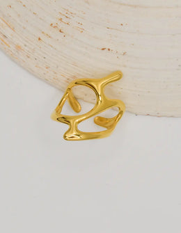 Modern sculpted gold ring with open abstract design, adjustable women’s jewellery Canada