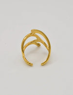 Contemporary sculpted gold ring with fluid open band, trendy Canadian jewellery