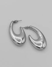 silver sculpted hoop earrings with wave design canada modern minimalist jewelry gift idea