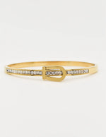 Gold birthstone bracelet with buckle clasp and crystal line