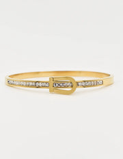 Gold birthstone bracelet with buckle clasp and crystal line