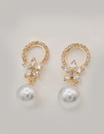 gold circle crystal bloom earrings with pearl drops gift for her jewelry canada