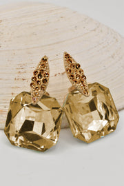 champagne crystal_luxe_hypoallergenic_earrings for women with faceted gemstone and textured top – elegant hypoallergenic earrings jewellery Canada