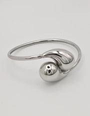 Silver teardrop bracelet bangle with smooth high-polish finish