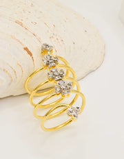 Angled shot of the Silver Glow Heart Eternity Ring highlighting its stackable design