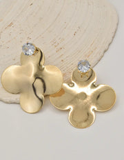 canadian fashion earrings for women, golden bloom flower earrings with crystal accents