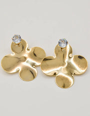 luxury golden flower stud earrings with crystal detail, canadian jewellery for women