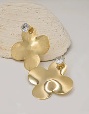bold golden petal earrings with sparkling gemstone top, earrings for women canada