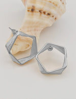 silver hexagon earrings for women geometric wire minimalist jewellery canada stylish montreal earrings affordable gift for her