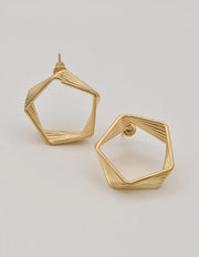 gold hexagon wire earrings minimalist earrings for women canada montreal jewellery geometric chic style clean girl jewelry trend