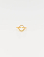 Adjustable open band circle ring in silver and gold