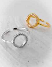 Silver dainty engagement ring with sparkling pavé setting