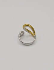 nfinity_duo_goden_and_silver_open_ring modern minimalist silver and golden open ring montreal