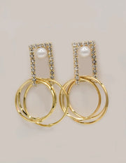 elegant dangling earrings with pearls and gold circle hoops, perfect statement jewellery Canada for weddings and parties