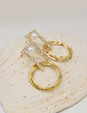 Montreal minimalist jewellery luxe pearl glam dangling earrings with pearl detail and sparkling crystals for women