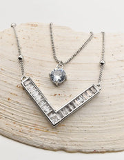 montreal minimalist jewellery v initial necklace with crystal stone