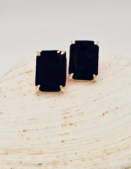 black_gemstone_stud_earrings_gold_frame_canadian_jewellery