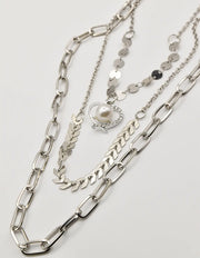 elegant layered christmas necklace with pearl heart pendant and silver link chain – perfect gift for her jewelry in canada