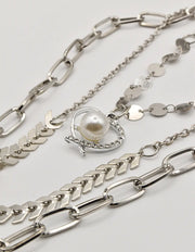 silver layered heart pearl necklace for christmas – clean girl jewelry 2025 and circle pendant necklace canada style