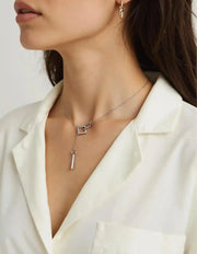 Locket necklace for women with silver vertical drop