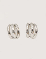 triple shine silver huggies earrings modern minimalist jewelry canada