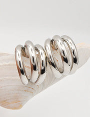 stacked triple shine silver huggies earrings canada clean girl jewelry 2025