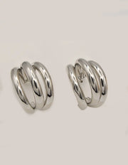 triple hoop silver huggies earrings montreal canada jewellery for women
